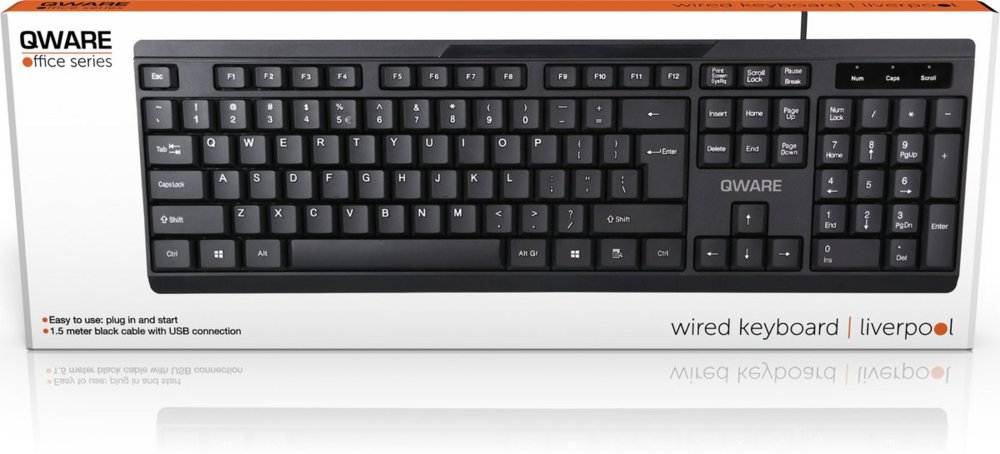 QWARE Wired Keyboard Liverpool Zwart - Afbeelding 4