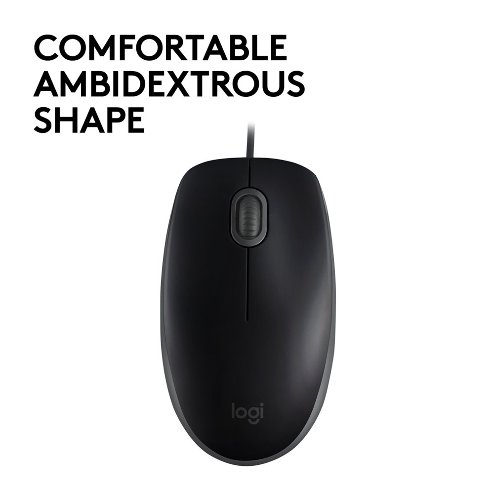 Logitech B110 Silent | Bekabelde Muis | Links- en Rechtshandig | USB-A | 1000 DPI | Zwart - Afbeelding 5