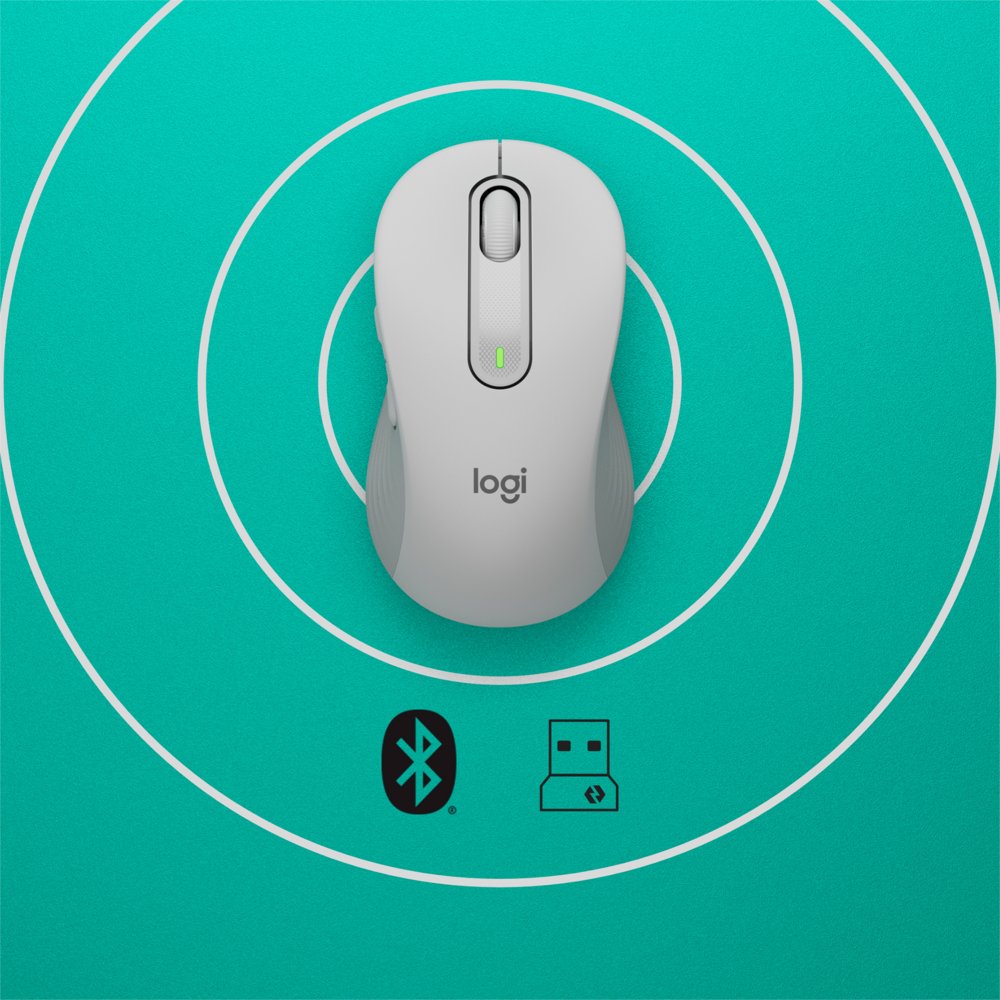 Logitech Signature M650 | Draadloze Muis | Rechtshandig | RF + Bluetooth | 2000 DPI | Wit - Afbeelding 6