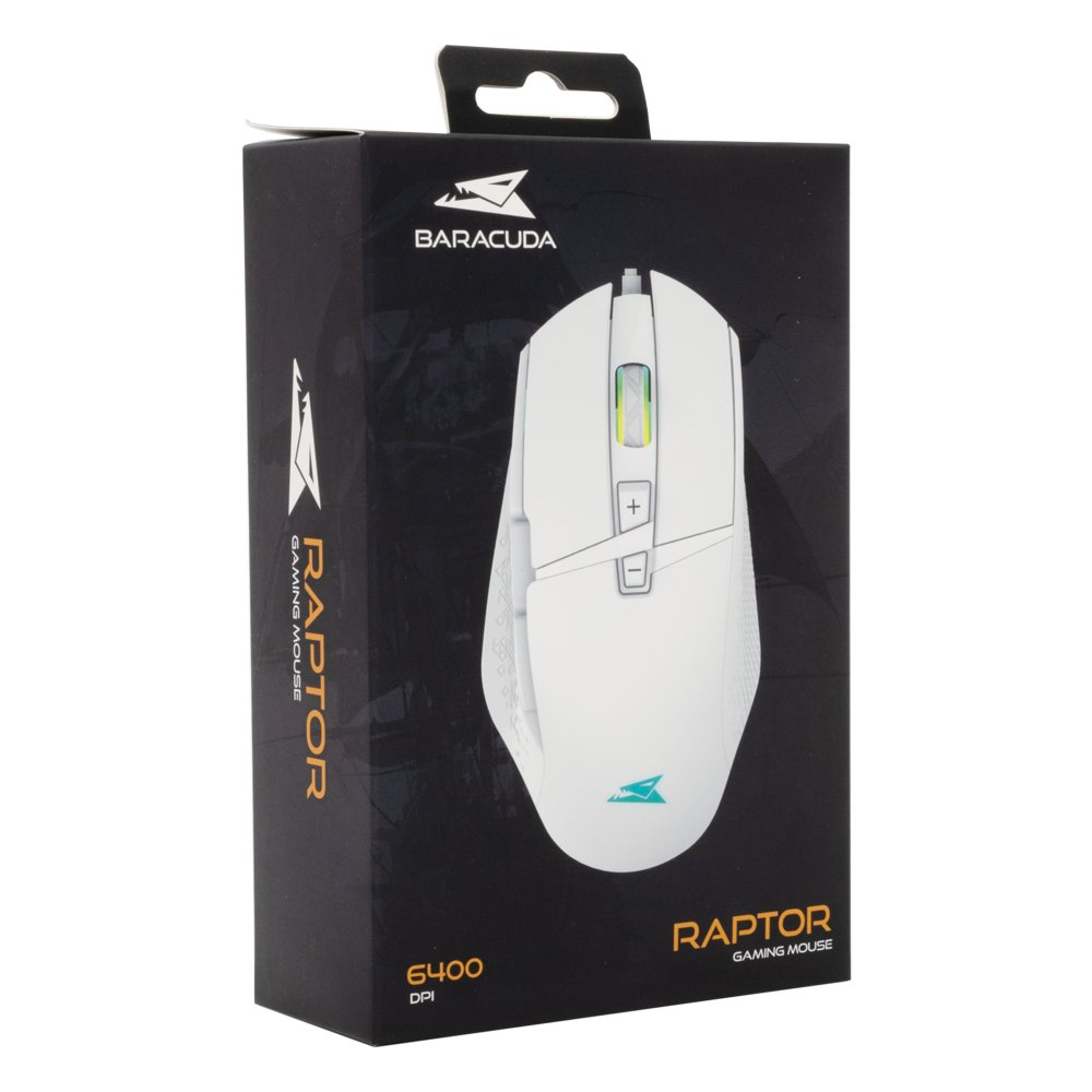 Baracuda RAPTOR RGB | Bedrade Gaming Muis | USB-A | 6400 DPI | Wit - Afbeelding 8
