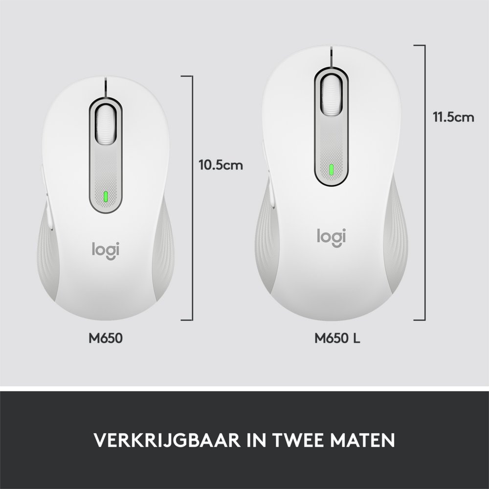 Logitech Signature M650 | Draadloze Muis | Rechtshandig | RF + Bluetooth | 2000 DPI | Wit - Afbeelding 14