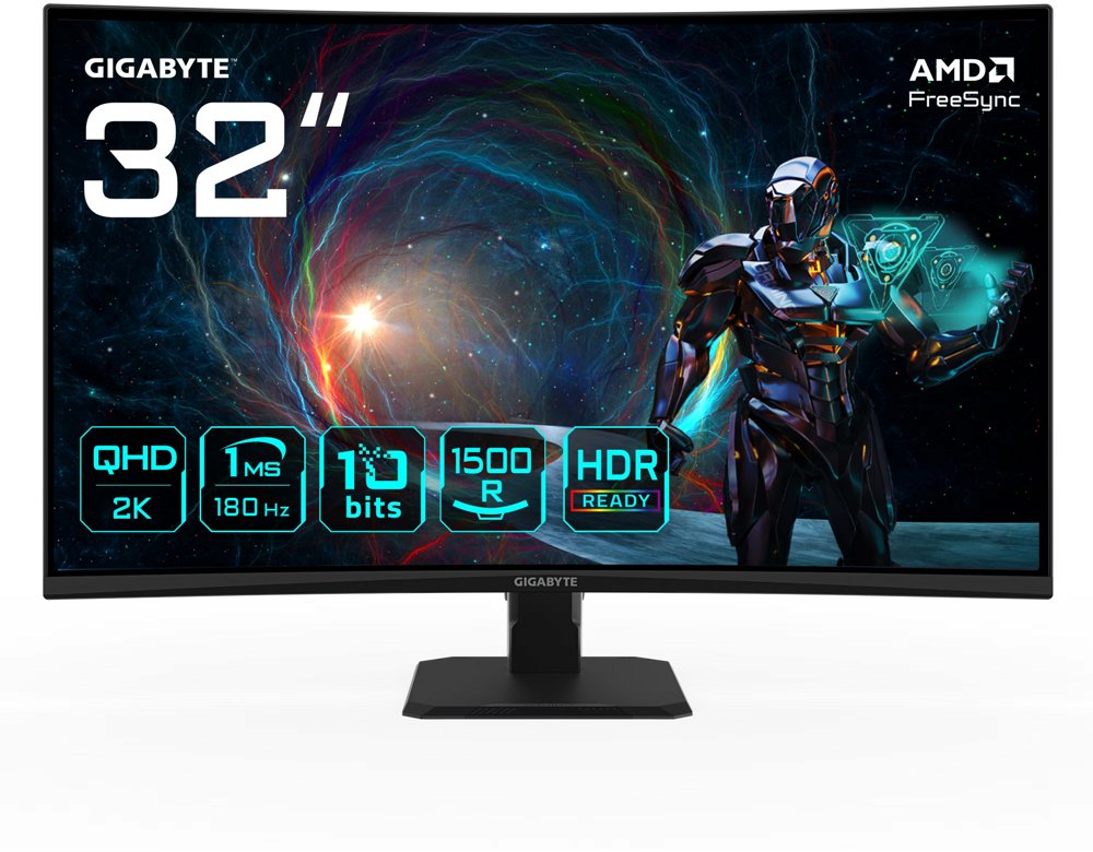 Gigabyte GS32QCA | 31,5" | Quad HD | 180 Hz | 1 ms | 2x HDMI | DisplayPort | Gaming Monitor