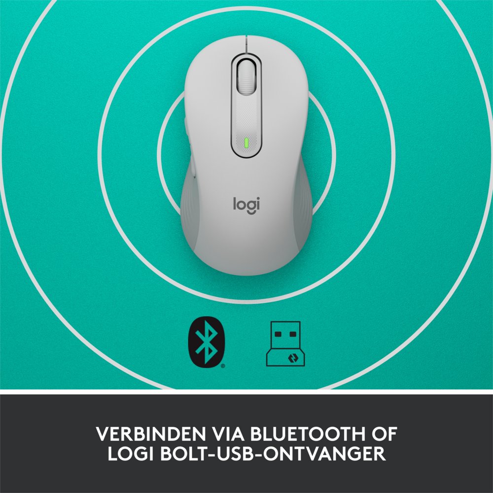 Logitech Signature M650 | Draadloze Muis | Rechtshandig | RF + Bluetooth | 2000 DPI | Wit - Afbeelding 11